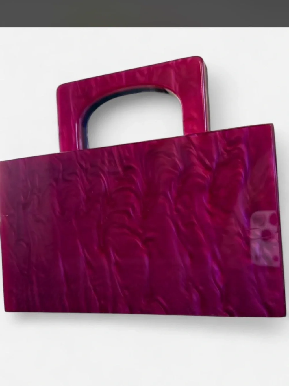 Olga Berg Multicolor Resin Wave-Panel Clutch in Pink, Purple & Cream